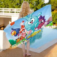 Cartoon Animation Popular S-Smeshariki Anime Beach Swimming Towel Absorbent Washcloth's Gifts Travel Camping Gym - 黑色 - 查看 8