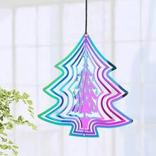 Gradient Christmas Tree Wind Spinner Stainless Steel Whirligig Wind Chimes Suncatcher Garden Hanging Sculptures Windmill Wedding Window Decor With Swivel Hook - Christmas Tree - View 4