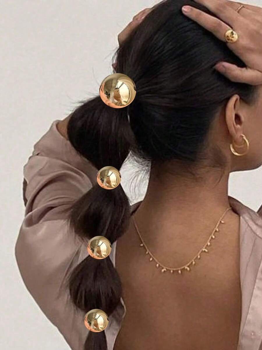 Conjunto de 4 elásticos de cabelo prateados super brilhantes e altamente elásticos, estilo coreano minimalista e elegante, acessórios de cabelo sofisticados para decoração de salão de baile, enfeites de cabelo casuais estilo dama e princesa, acessórios de cabelo para presente e adereço fotográfico, acessórios de cabelo para fitness e esportes.