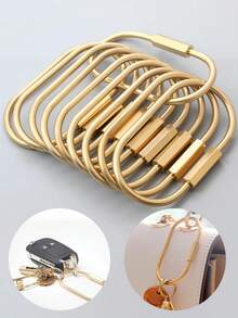 Brass Screw Lock Keychain, Universal Brass Keychain Clip Minimalist Style Key Ring Carabiner Keychain Unisex Car Key Ring Bag Accessory Y2K - Multiple Styles - View 1