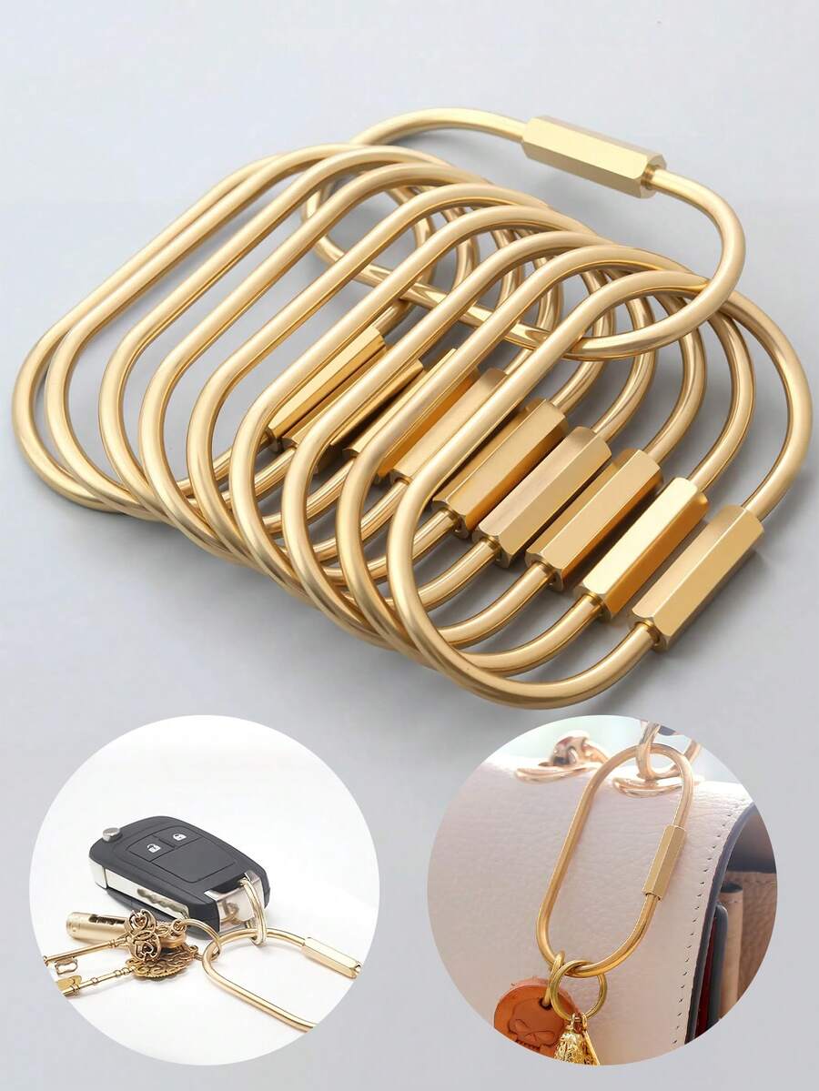 Brass Screw Lock Keychain, Universal Brass Keychain Clip Minimalist Style Key Ring Carabiner Keychain Unisex Car Key Ring Bag Accessory Y2K - Multiple Styles - View 1