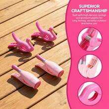 4 Pcs Beach Towel Clips For Beach Chairs, Flamingo Shape Beach Towel Holders, Clothes Pins, Decorative Beach Clips, Colorful Towel Clips, Tablecloth Clips, Ideal For Cruise, Patio, Beach, Pool And Home Use - Multicolor - View 1