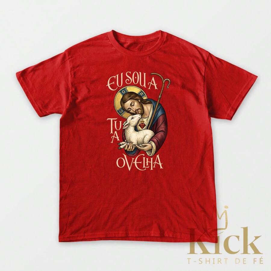 Women's Christian T-Shirt "Sheep Of Jesus," Religious Style, In Premium Cotton - Merah - View 1