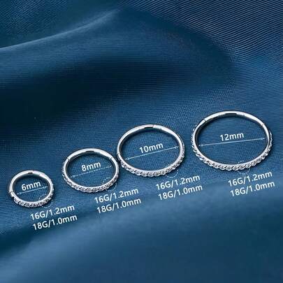 1 Piece High-End Stainless Steel Piercing Zirconia Nose Ear Ring Seamless Beveled Setting Closure Ring Suitable For Men And Women Daily Wear