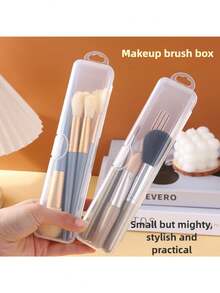 1/2/4pcs Detachable Transparent Desktop Storage Box Set, Flip Lid Dust-Proof Portable Container, Convenient Design, Suitable For Makeup Tools, Brushes, Tableware And Beauty Accessories Plastic Storage Box, Multi-Functional Storage Box, Suitable For Home Vanity, Bathroom And Daily Small Items Organization - Clear - View 8