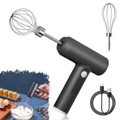 Wireless Hand Held Mixer, Electric Mixer, Electric Whisk, Milk Frother, Home Baking Cake Cream Mixer, Stainless Steel Mixer, Christmas Kitchen Appliance Mixer, Mixer, Milk Frother, Kitchen, Kitchen Accessories, Mini Blender, Blender, Blender Grinder, Milkshake Maker, Portable Blender