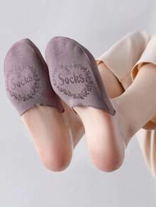 8双女士隐形船袜，硅胶防滑高跟鞋袜，薄冰丝半趾袜（无纸板），圣诞礼物 - 彩色 - 查看 3