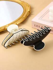 Kẹp tóc lớn bằng axetat thanh lịch, phụ kiện tóc tối giản kiểu Pháp màu đen trắng sang trọng. - Nhiều màu - Xem 5