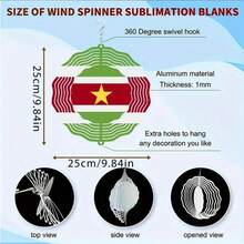 1 chiếc chuông gió kim loại hình cờ Suriname - Móc xoay 360°, in hai mặt, không cần điện, kích thước 24.99x24.99cm, trang trí sân vườn trong nhà/ngoài trời - Món quà hoàn hảo cho Ngày của Mẹ, Ngày của Cha, Ngày Độc lập, Ngày tri ân nhà giáo, trang trí theo chủ đề Suriname, kết cấu kim loại bền chắc, thiết kế phẳng 2D, kiểu móc xoay (giao ngẫu nhiên). - Nhiều màu - Xem 6