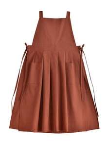 1pc Solid Color Apron With 2 Pockets, Casual Home Style Long Dress With Side Slit, Waist Tie, Cooking Smock, Suitable For Various Occasions - Multicolor - View 14