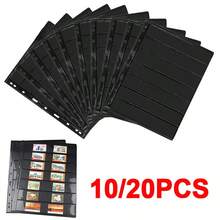 Double Sided Stamp Album Stock Pages Sheets With 9 Binder Holes 7 Strips - Black - View 1