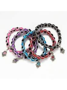 Colourful Evil Eye Bead Bracelets, Bohemian-Style Bracelets, Vintage And Niche Jewellery; Perfect For Everyday Wear, Holiday Fashion Accessories, And As Lucky Gifts. - EY6126BK00 - View 8