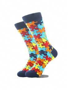 Bộ 1 đôi tất đôi hình vịt vàng nhỏ phiên bản AB cá nhân hóa, hình ảnh người nổi tiếng trên mạng vui nhộn, gà con dễ thương đang nở, nấm đeo kính râm, nhãn cầu bí ẩn, hình ghép nhiều màu sắc, tất thời trang dài đến bắp chân dành cho nữ, phù hợp cho mọi mùa, tất đa năng dành cho học sinh. - Nhiều màu - Xem 15