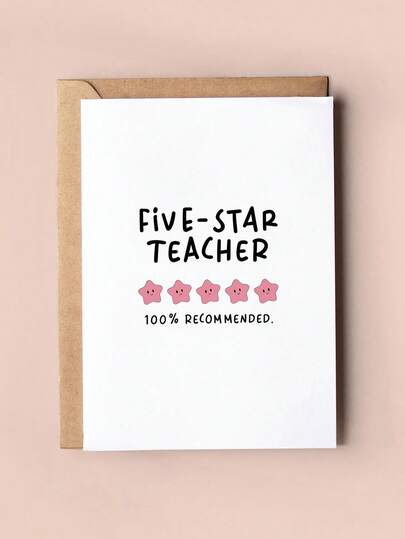 1pc Teacher Thank You Card, Five-Star Teacher Appreciation Card, Perfect For Teacher's Day Gift