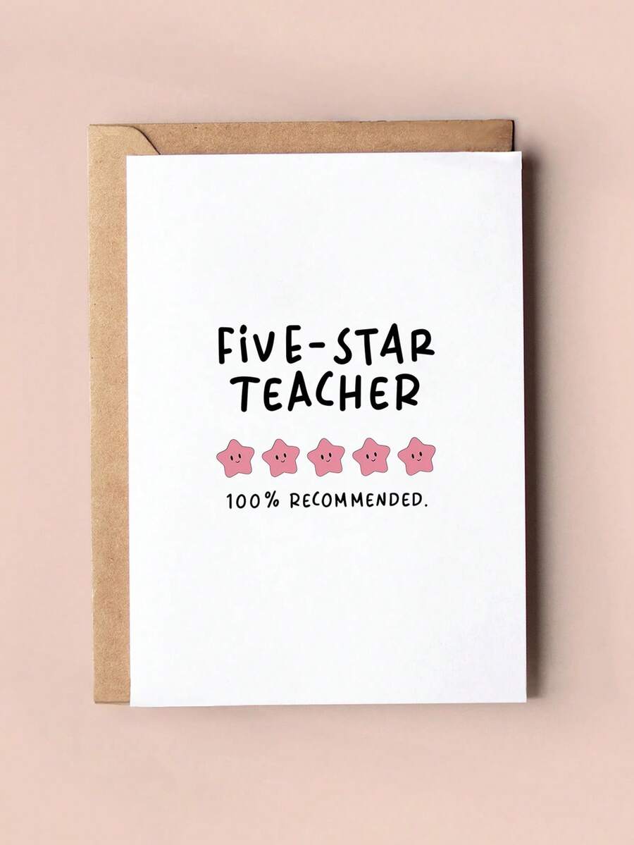 1张教师感谢卡，五星级教师节感谢卡，教师节礼物的完美之选 - 多色 - 查看 1