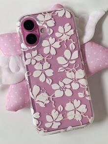 Funda de teléfono suave y resistente a los golpes con estética primaveral, con flores de sakura blancas, lazo y brillo, compatible con iPhone 17ProMax, 17Pro, 16 Pro Max, 15, 14, 13 Pro Max, 16, 15, 14 Plus, 12 Pro Max, 11 - lazo de flores blancas - Ver 6