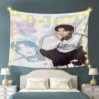 1pc Choi San Group K- Wall Tapestry - Horizontal Printed K-Drama Artist Portrait For Room Decor, Fan Gift, Korean Culture Art For Home & Dorm Aesthetics