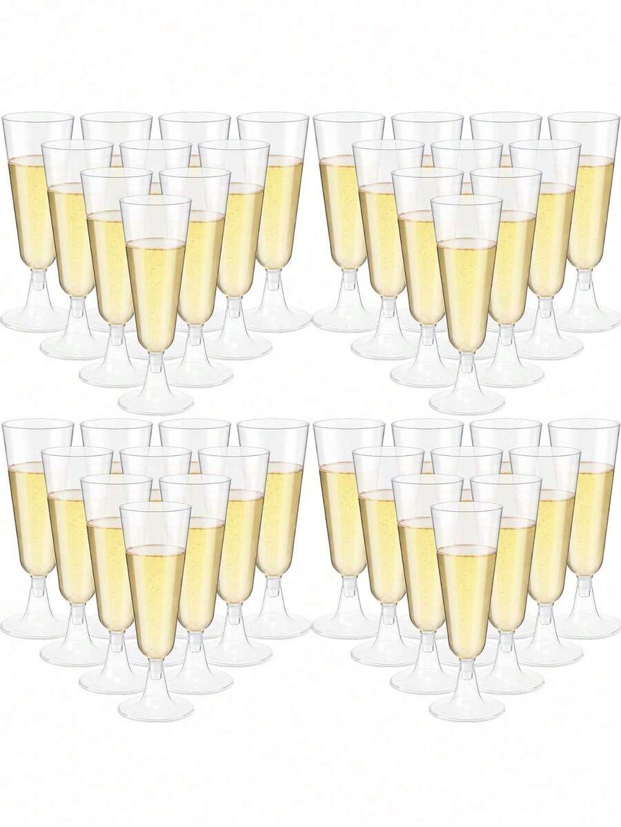 100/50/30/25/20/10 件套高品质可重复使用香槟酒杯，适用于各种聚会场合，如派对、婚礼、生日、情人节、母亲节等。（香槟酒杯、派对酒杯） - 查看 1