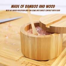 1 hộp đựng muối bằng tre và gỗ kèm thìa, hũ đựng gia vị nhà bếp có nắp xoay, hộp đựng gia vị bằng gỗ dùng trong gia đình. - Nhiều màu - Xem 5