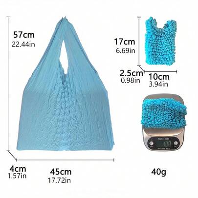 40克轻便可折叠可重复使用购物袋，可爱便携手提袋，适合旅行、海滩和日常使用