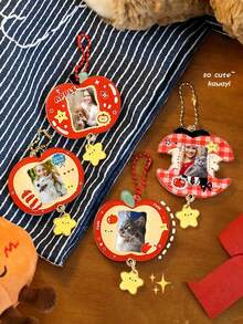 CyberDyer 3-Layer Smooth Sliding Acrylic Photo Frame Keychain, Durable & Elegant, Fits 1-Inch Photos - Customizable Card Holder Pendant, Lovely Gift For Friends And Family - A - View 7