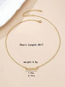 1 chiếc dây chuyền mặt chữ "Mama" tối giản, thanh lịch, thích hợp cho phụ nữ đeo hàng ngày, quà tặng Ngày của Mẹ. - Vàng - Xem 4