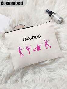 Túi đựng mỹ phẩm họa tiết thể dục dụng cụ tùy chỉnh - Tên cá nhân hóa, túi đựng mỹ phẩm nhẹ và có thể gấp gọn, chất liệu polyester bền chắc với khóa kéo màu đen, lý tưởng cho du lịch và làm quà tặng, màu trắng. - Nhiều màu - Xem 3