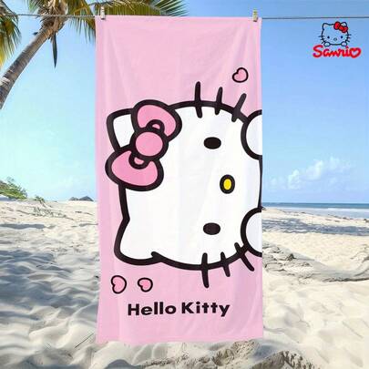 SANRIO 1 Khăn tắm họa tiết hoạt hình - Khăn tắm biển họa tiết dễ thương: Vật dụng thiết yếu cho mùa hè! Chiếc khăn này có nhiều công dụng, có thể dùng làm khăn tay, khăn tắm hoặc khăn tắm biển.