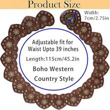 Western Vintage Hollow Wide Disc Leather Belt For Women - Boho Chunky Waist Belt With Cowboy Metal Buckle & Concho, Stylish Versatile Western Boho Accessory - 黑色 - 查看 3