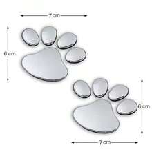 Set de 4 pegatinas metálicas con diseño de huella de animal - Pegatinas 3D con diseño de pata de perro o gato, adecuadas para parachoques, ventanas, carrocería y logotipos de decoración de automóviles - Universal - pata de gato - Ver 4