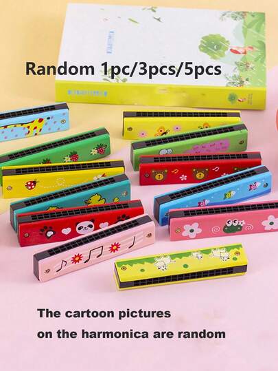 1 pieza/5 piezas/3 piezas Armónica portátil de 16 agujeros de doble instrumento musical juguete regalo para adultos principiantes (estilo y color aleatorios)