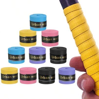 Bộ 10 miếng băng quấn cán vợt (màu ngẫu nhiên), băng quấn cán vợt tennis, băng bảo vệ cán vợt, chống trượt, chống mài mòn, thoáng khí, thấm mồ hôi, phụ kiện thể thao cho tennis, cầu lông, cần câu, gậy bóng chày, vợt squash, tay lái xe đạp.