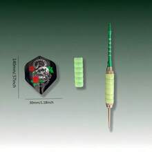 Darts Replacement Set, Includes Darts Flights And Silicone Protectors - Green - View 2