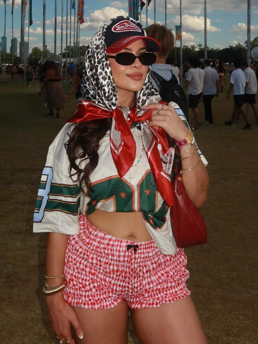 1 chiếc khăn vuông thời trang nữ 90cm, khăn bandana mùa xuân/hè, khăn trùm đầu bằng satin in họa tiết da báo đỏ, thích hợp cho mặc hàng ngày, đi biển, lễ hội âm nhạc, lễ tốt nghiệp. - Đỏ - Xem 1