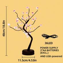 1pc 36LED Tree Lamp, Home Decor, Bedside Table Lamp, Plum Blossom Tree Lamp, Desk Lamp, For Living Room, Bedroom, Home, Office Lighting, Christmas Holiday Decor [Battery Operated] - Plum Blossom Tree Light - View 10