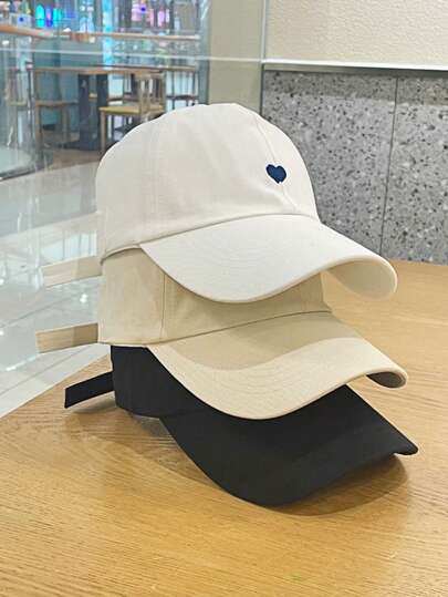 1 st. hjärtbroderad unisex sportkeps med solskydd, justerbar, lämplig för cykling, vandring, fiske, utomhusaktiviteter