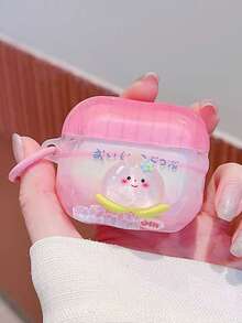 Koreanskt rosa 3D-persika hörlursfodral kompatibelt med 4:e generationen, Pro 2:a generationens skyddsfodral, nytt 3:e generationens Apple hörlursskyddsfodral, Pro hörlursfodral, söt och trendig fallsäkra hörlursask (hörlurar ingår ej) - Rosa - Visa 3