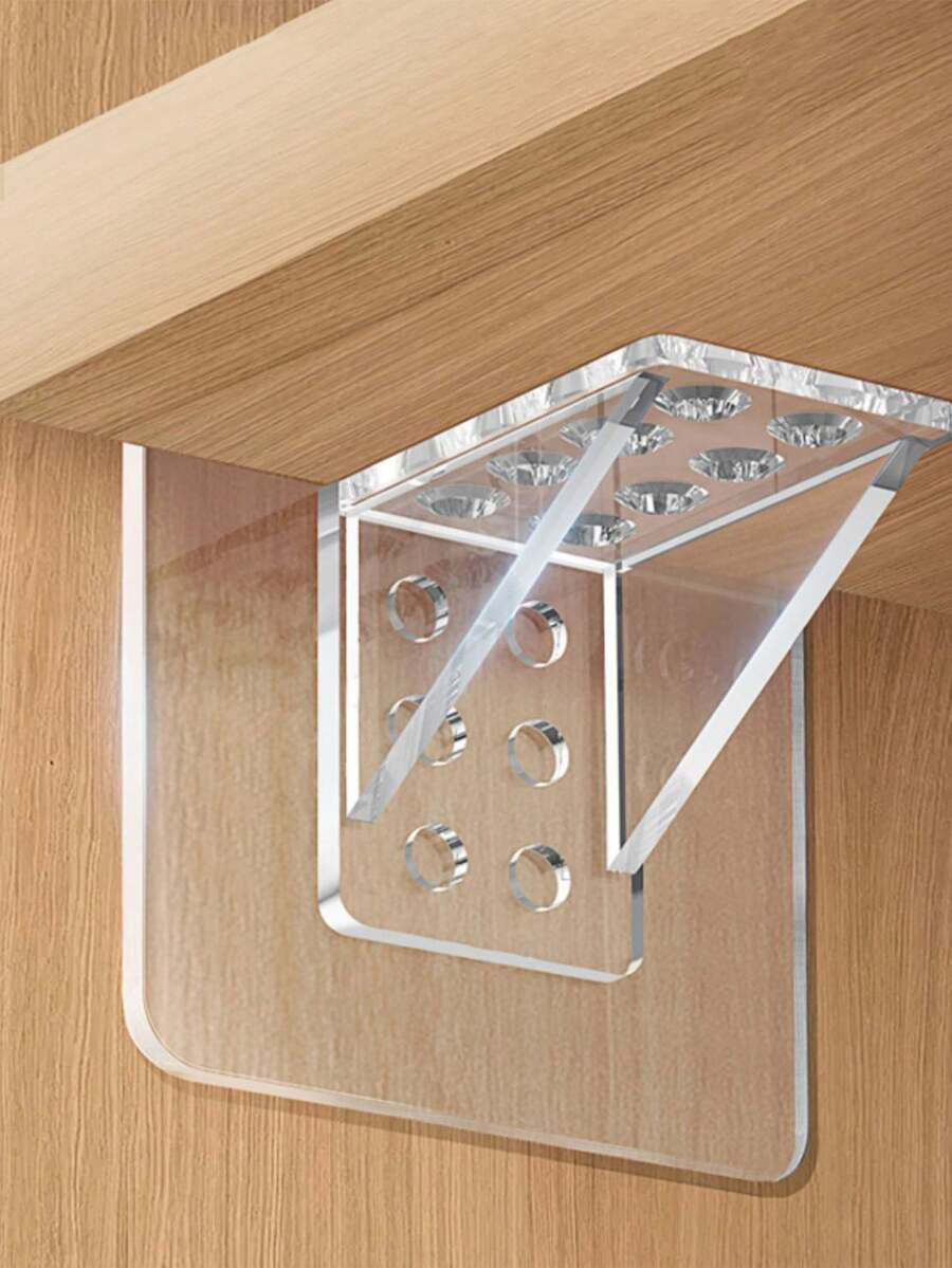 Upgraded Partition Shelf Bracket, No Drill Fixed Holder, Cabinet Divider Straight Angle Shelf Clip, Triangle Support Rack, Wardrobe Shelf Fixed Bracket, No Nail Straight Angle Shelf Holder - Clear - View 1