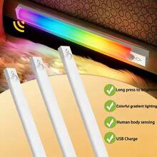 Luz de ambiente RGB - Linterna de gradiente colorido ajustable, carga USB, luz de inducción magnética, adecuada para múltiples escenarios de uso en sala de estar, cocina, dormitorio, armario, gabinete de vino, estudio y pasillo, luz decorativa de ambiente - Multicolor - Ver 4