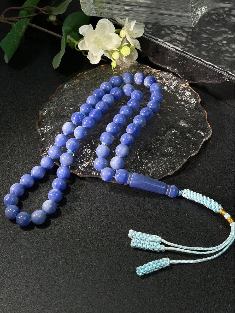 1条穆斯林编织星形珠念珠，51颗珠子穆斯林单股祈祷念珠，简约流苏祈祷手链 - 彩色 - 查看 1