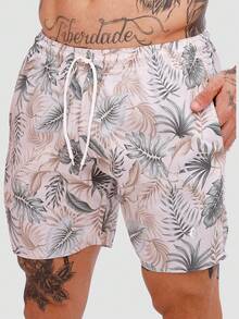 Men's Basic Blue Foliage Shorts In Tactel Fabric With Pockets And Drawstring - Ideal For Beach, Training, And Running. - Northeastern Foliage - View 2