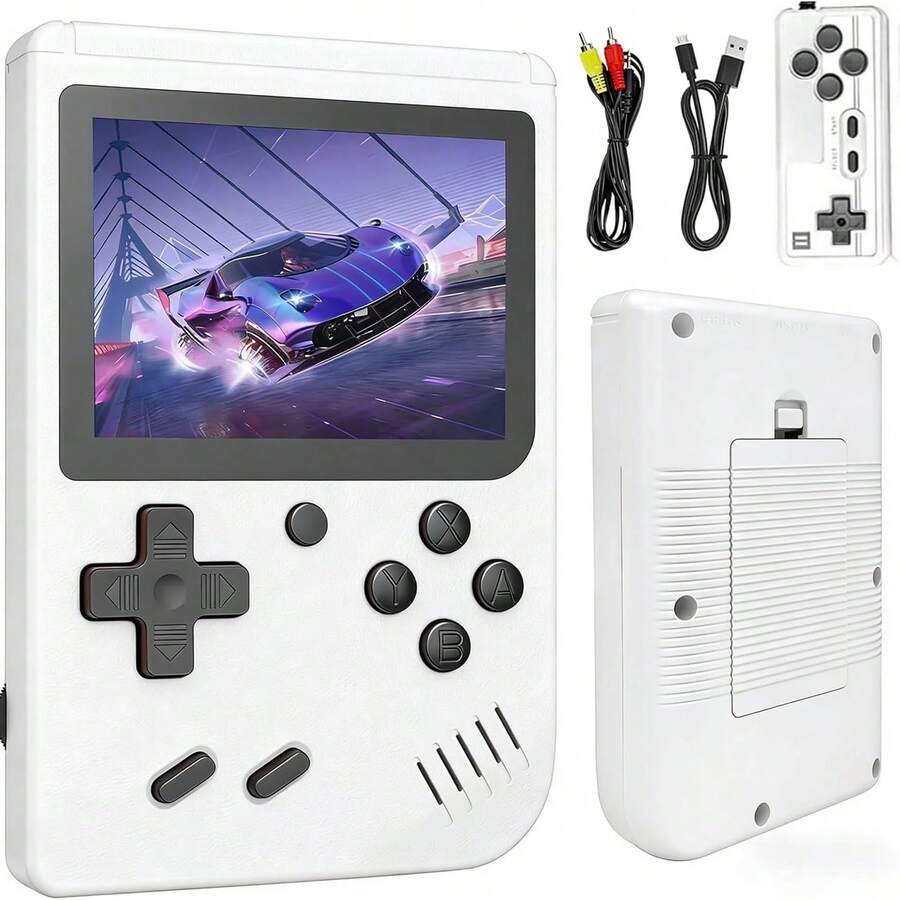 Retro Handheld Games Console Built-In 400 Video Games, Portable Handheld Emulator With 3.0" HD Screen And Rechargeable Battery, Support Connection To TV And 2 Players, Gifts For Boys And Girls - White - View 1