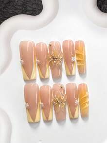 Bộ 10 món trang trí móng tay thủ công họa tiết hoa 3D tối giản, bao gồm bộ dụng cụ làm móng gel, phụ kiện trang trí móng hình hoa nhỏ, mặt dây chuyền hình hoa 5 cánh thủ công, sơn móng tay màu vàng, kiểu dáng thanh lịch và tinh tế, kèm dụng cụ làm móng (1 miếng dán gel + 1 dũa móng). Phù hợp với các kiểu móng hình hạnh nhân, mỏ vịt và hình quan tài, thích hợp cho các bữa tiệc, sử dụng hàng ngày, chụp ảnh, đi làm mùa xuân/hè, v.v. Móng giả dán. - Nhiều màu - Xem 12