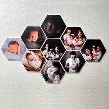 8-Inch Customized Photo Hexagon Wood Plaque, Personalized Photo Wall Art Collage, Gift For Family And Friends - Multicolor - View 4