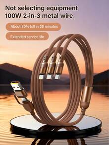 Durcord 3-In-1 100W (Max) Fast Charging Cable, USB A/Type C To Lightning, Nylon Braided Charging Cord, Compatible With Smartphones/Android/Type-C And Micro USB Devices, Power Bank, Charger, Universal Charger - Multicolor - View 5