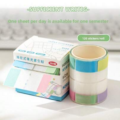 4 Rolls Macaron Color Pull-Out Fluorescent Index Stickers, 125 Sheets/Roll, Colorful Label Stickers, Student Bookmark Markers, High-Quality Planner & Stationery Supplies Scrapbook Supplies Scrapbooking