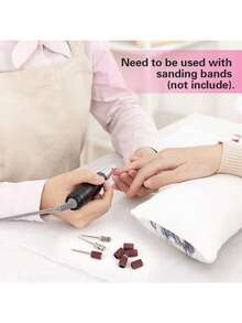 10 件套美甲钻头，3/32 英寸美甲钻头芯轴，适用于电动锉刀砂光机，小型砂带，亚克力美甲修脚工具，家用沙龙及水疗中心 - 銀色 - 查看 4