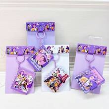 1 Pc Cartoon Girl Group Keychain Mini Notebooks, Magnetic Coil Portable Notepads, Cute Compact Student Stationery (Random Styles) - Multicolor - View 3