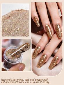 Kit Bubuk Kuku Akrilik Profesional - 4 Warna untuk French Extension & Nail Art 3D, Bubuk Kuku Akrilik Warna Glitter Emas Y2K, Bubuk Kristal Merah Muda Nude untuk Manicure di Rumah dan Salon - MultiWarna - View 6