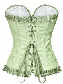 Top de moldeado con espalda anudada de jacquard para mujer, ideal para Año Nuevo, Día de San Valentín, vacaciones, top de corsé, graduación, verano - Verde - Ver 2